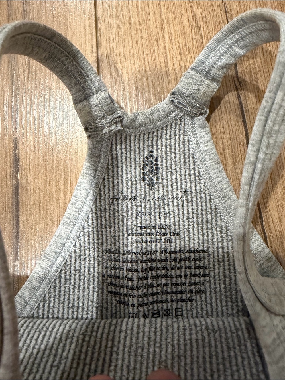 FP Movement by Free People Heather Gray Ribbed Racerback Crop - Picture 3 of 4